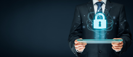 Cybersecurity and information technology security services concept. Login or sign in internet...