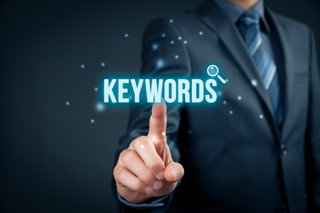 Find keywords - SEO and SEM concept. Marketing specialist offer keywording services.の写真素材