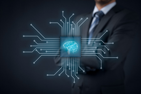 Artificial intelligence (AI), data mining, expert system software, genetic programming, machine learning, neural networks, nanotechnologies and another modern technologies concepts.の写真素材