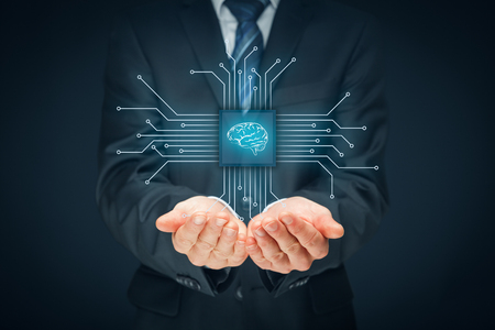 Artificial intelligence (AI), data mining, expert system software, genetic programming, machine learning, neural networks, nanotechnologies and another modern technologies concepts.の写真素材