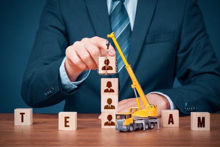 Human resources build team, hire and recruitment concepts. Recruiter complete team by leader.の写真素材