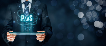 Platform as a service (PaaS) - cloud computing services concept. Platform for customers helps develop, run, and manage applications without building and administrate the infrastructure.の写真素材