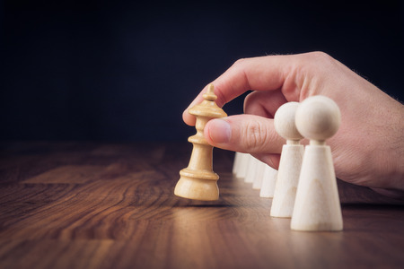 Leader king leave his comfort zone and get out of the crowd. Personal development, motivation and challenge concepts.の写真素材