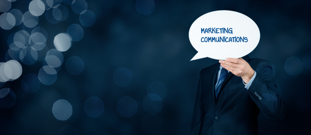 Marketing specialist with marketing communications text on speech bubble.の写真素材