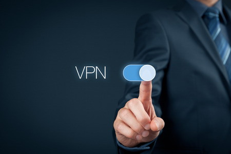 Information technologist switch on VPN. Private network security concept.の写真素材