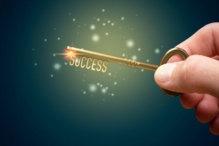 Coach (manager, mentor, HR specialist, you) has a key to unlock success - motivation concept.の写真素材