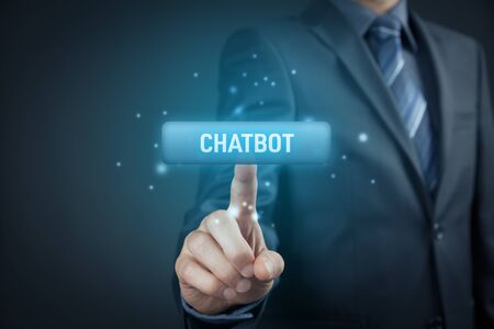 Start chatbot concept - user or programmer click on button to start chat with chatbot.の写真素材