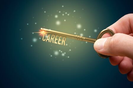Key to unlock and open new career concept. Human resources and you has a key to your career.の写真素材