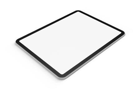 Digital tablet graphics element on white background with display mask, 3D render.の写真素材