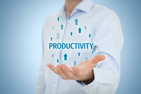 Coach motivate to productivity improvement. Manager (businessman, coach, leadership) plan to increase company productivity.の写真素材