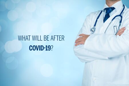 Post-covid-19 era concept. New phase and opportunity for humankind and health-care after end of covid-19 pandemic. What will be after Covid-19?の写真素材