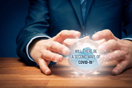 Investor predict if there will be the second wave of covid-19 concept. Post-covid-19 era prediction in business and investment and fear of second wave of pandemic.の写真素材