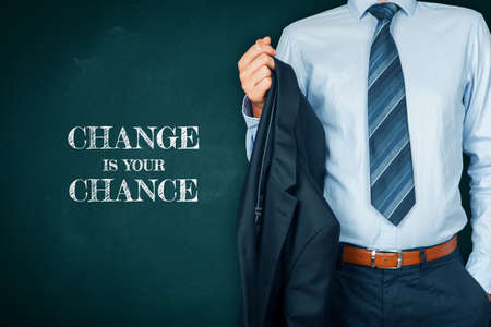Change is your chance motivational concept. Mentor motivate to change and to take opportunity in post covid-19 era after pandemic.の写真素材
