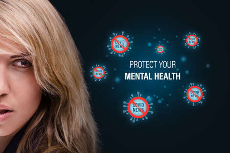 Protect your mental health in covid-19 crisis times (during lockdown and quarantine) concept. Don't read an excessive number of news about coronavirus.の写真素材