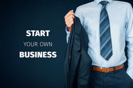 Start your own business concept. Unemployed manager due to coronavirus crisis take the opportunity and start new business. Post covid-19 business startup and investment concept.の写真素材