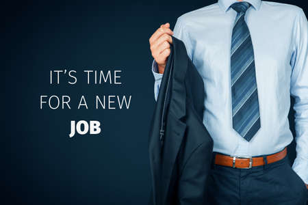 It is time for a new job concept. Unemployed manager looking for a new job after corona crisis.の写真素材