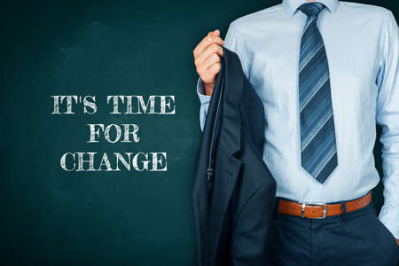 Crisis is time for change, motivational concept. Mentor motivate to change and to take opportunity in post covid-19 era after pandemic.の写真素材