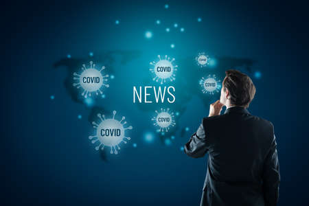 Psychologist think about news about covid-19 and impact on mental health. Excessive consumption of media influence mental health in corona epidemic crisis times.の写真素材
