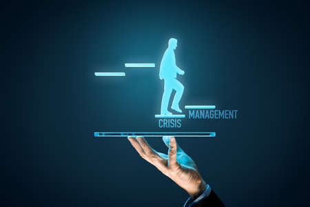 Crisis manager helps to growth internet technology companies after crisis. Motivation to growth after crisis concept. Postera crisis management concept.の写真素材