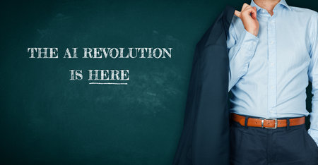 The AI revolution is here, urgent education concept. Educational institutions and white collar workers must be prepared for the revolution caused by the implementation of Artificial Intelligence.の写真素材