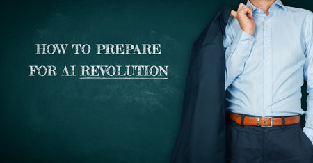 How to prepare for AI revolution, education concept. Educational institutions and white collar workers must be prepared for the revolution caused by the implementation of Artificial Intelligence.の写真素材