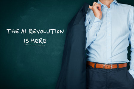 The AI revolution is here, urgent education concept. Educational institutions and white collar workers must be prepared for the revolution caused by the implementation of Artificial Intelligence.の写真素材