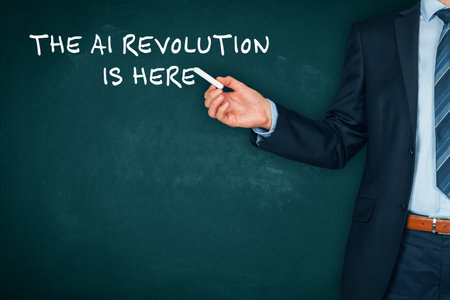 The AI revolution is here, urgent education concept. Educational institutions and white collar workers must be prepared for the revolution caused by the implementation of Artificial Intelligence.の写真素材