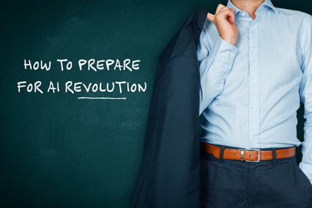 How to prepare for AI revolution, education concept. Educational institutions and white collar workers must be prepared for the revolution caused by the implementation of Artificial Intelligence.の写真素材