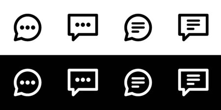 Typing message icon set. Flat design icon collection isolated on black and white background.のイラスト素材