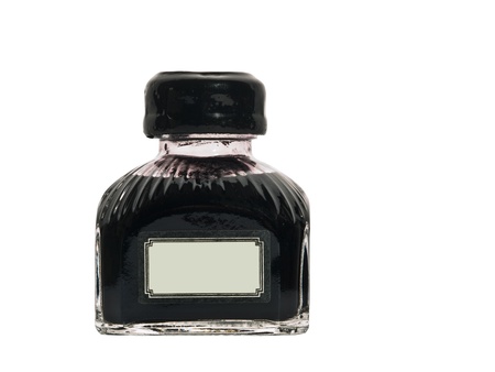 Vintage ink well on white backgroundの写真素材