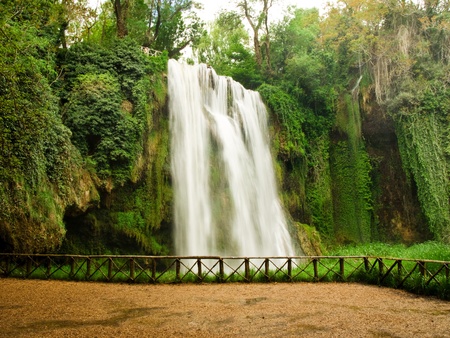 Big waterfal in Monasterio de Piedra  Zaragoza, Spainの写真素材