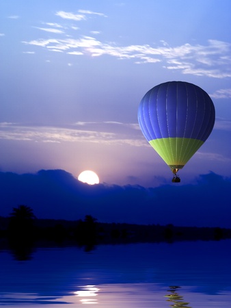 Flying away  - balloon at dawn の写真素材