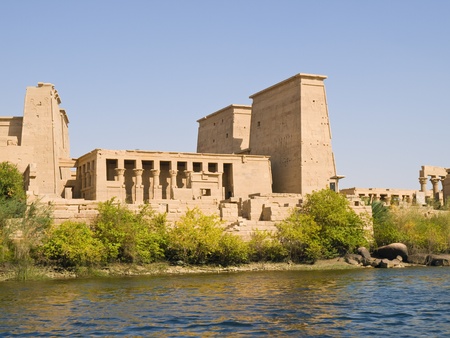 Isis Temple of Philae Island  Panoramic from Nasser lake  Egyptの写真素材