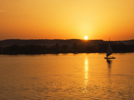 Images from Nile  Felukah sailing at a golden sunsetの写真素材