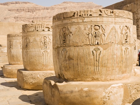 Medinet Habu Temple  Hypostyle hall  Thebes  Egyptの写真素材