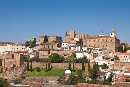 Panoramic of Caceres, monumental dowtown in a sunny summer day, Spainの写真素材