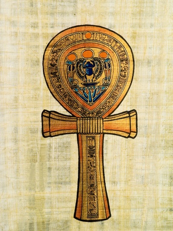 Egyptian papyrus depicting the Ankh or Key of lifeの写真素材