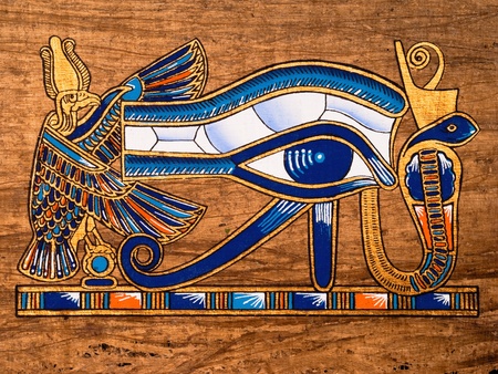 Egyptian papyrus depicting the Horus eyeの写真素材