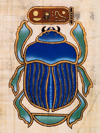 Egyptian papyrus depicting a beetleの写真素材