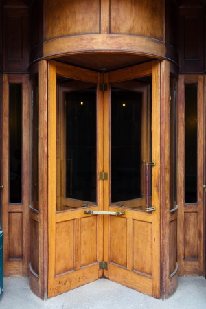 Vintage wooden revolving doorの写真素材