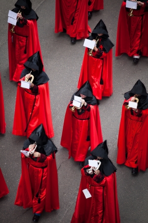 Nazarenos cornet band in the Holy Week of Valladolid, Spainのeditorial素材