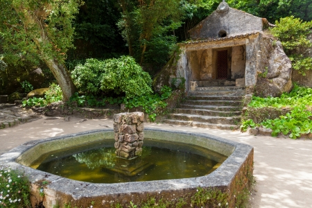 Medieval cloister of the Convento dos Capuchos in Sintra village, Portugalの写真素材