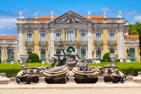 Queluz, Portugal - July 4, 2012: The ceremonial facade of the corps de logis. Queluz National Palace, in the municipality of Sintra, Lisbon district, Portugalのeditorial素材