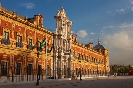 San Telmo palace at sunset  Sevilla, Spain  Built in 1682の写真素材
