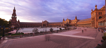 Plaza de Espana in Sevilla at dusk, Spain