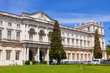 The Ajuda National Palace of Lisbon, Portugal. The eastern facade (and main entrance). Built in neoclassical style, today is a museumのeditorial素材