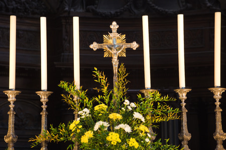 Altar of Angers Cathedral, close up. France