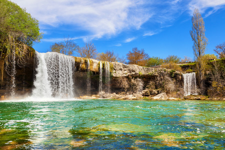 Waterfalls of Jerea river in Pedrosa de Tobalina, in the province of Burgos, Spainの写真素材