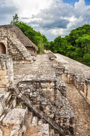 Mayan archeological site of Ek Balam (black jaguar) in Yucatan, Mexico. View from top of the Acropolisの写真素材