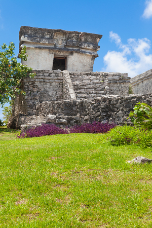 Tulum, archeological site in the Riviera Maya, Mexico. Site of a Pre-Columbian Maya walled city serving as a major port for CobÃ¡の写真素材